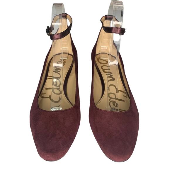 Sam Edelman Lola NWT Block Heel Pumps Size 8.5M Burgundy Leather/Man Mad… - Picture 2 of 8